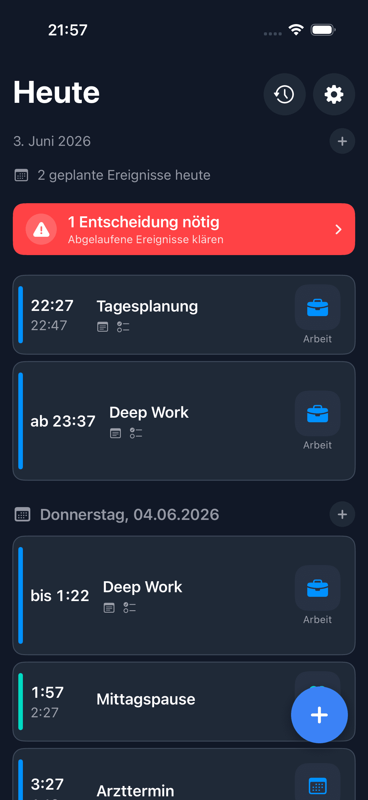 ThatsNext dashboard in dark mode